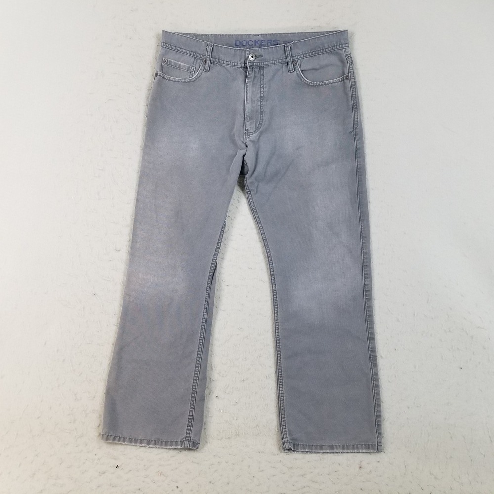 Dockers Pants Mens 36x30 Gray D2 Straight Fit 100% Cotton Casual Workwear